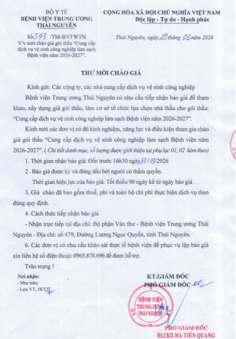 Thư mời chào giá gói thầu 