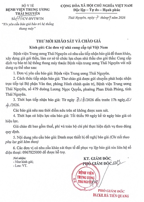 Mời báo giá: cung cấp và bảo trì hệ thống thang máy