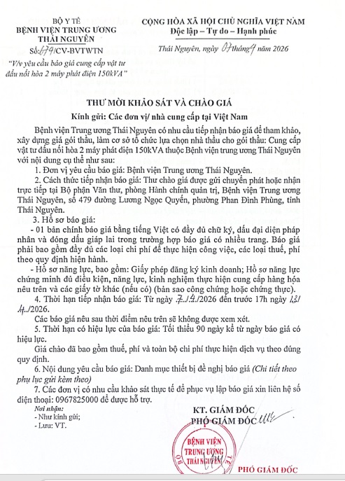 Mời báo giá: Cung cấp vật tư đấu nối hòa 2 máy phát điện 150kVA