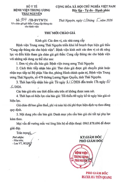 Thư mời chào giá gói  thầu 