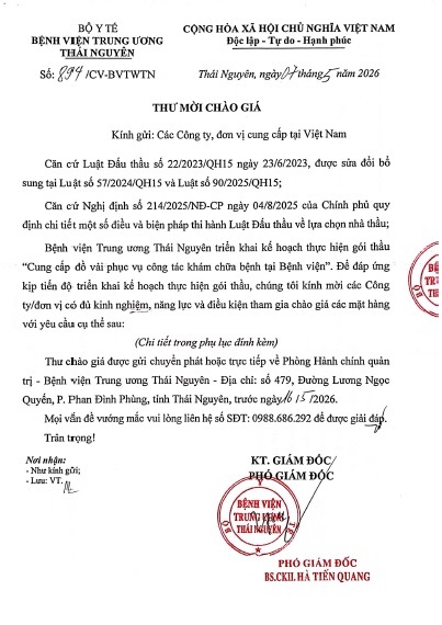 Thư mời chào giá gói thầu 